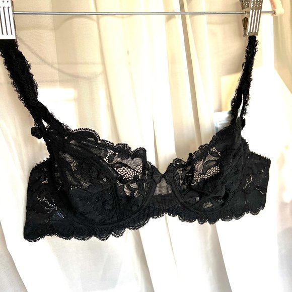 NWT Vintage Lou Bra from Paris France! All lace with Floral Scalloped Black 34B - Picture 8 of 14